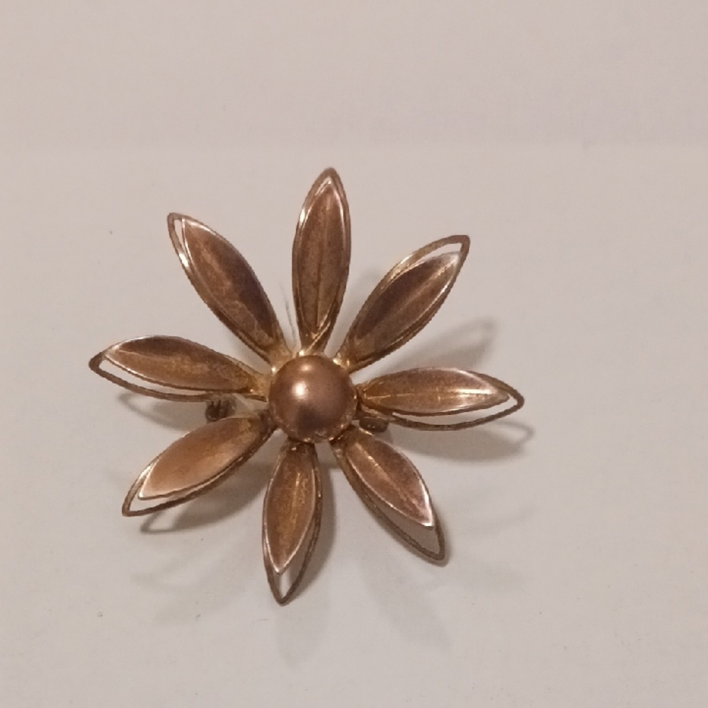 Source Unknown Vintage Gold Tone Floral Brooch